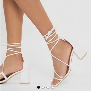 Nastygal white strappy heels never worn